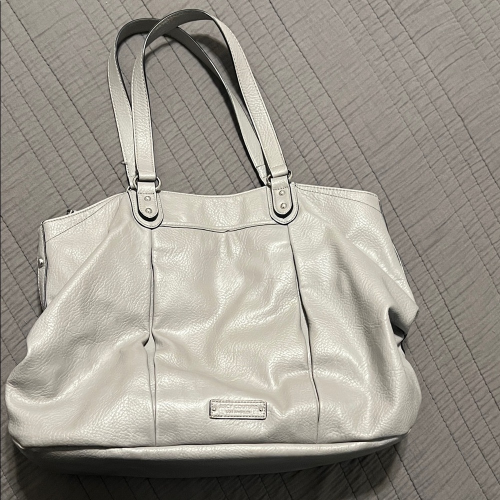 Juicy Couture Light Grey Leather Tote Bag